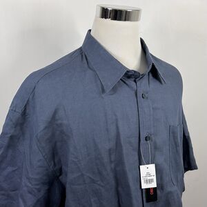 NWT Linea Uomo 4X Linen Blend Shirt Indigo Chambray Blue Gray Short Sleeve